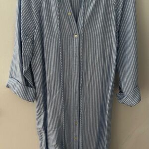 LOFT Striped Hi-Lo Shirtdress